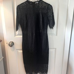 Elegant High Neck Short Sleeve Lace Cocktail Party Dress